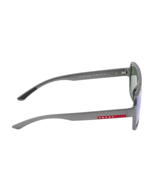 Prada Blue Linea Rossa Rectangle-frame Sunglasses for men