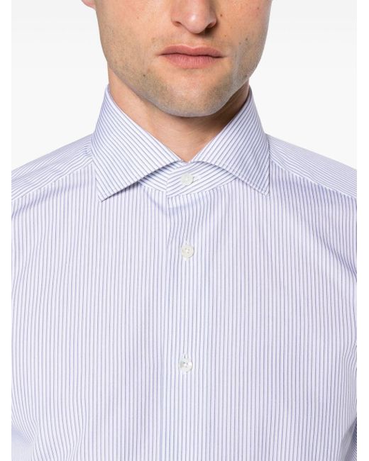 Zegna White Striped Cotton Shirt for men