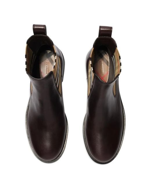 Burberry Brown Leather Pembroke Boots for men