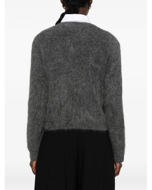 Soft Goat Black Brushed-Knit Alpaca Cardigan