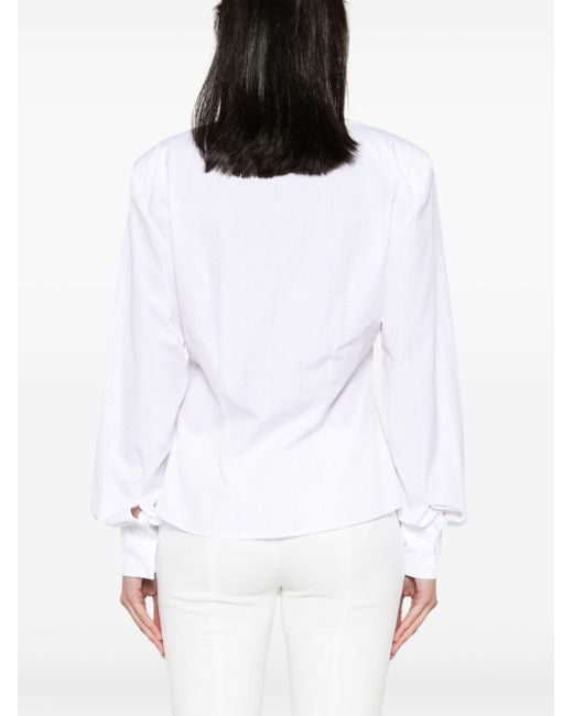 ROWEN ROSE White Crystal-embellished Cotton Shirt