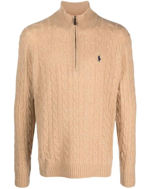 Polo Ralph Lauren Natural Logo-embroidered Cable-knit Jumper for men