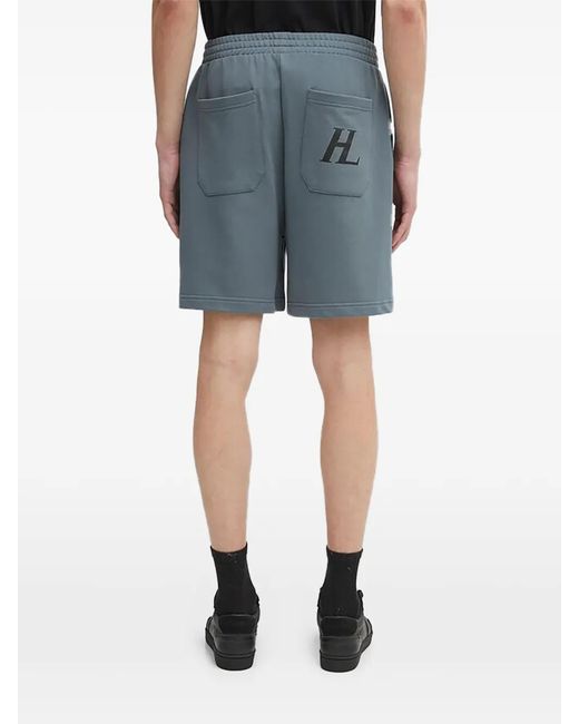 Helmut Lang Blue Logo Back-Pocket Shorts for men