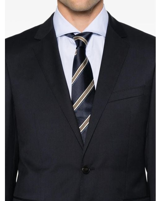 Boss Blue Single-Breasted Wool Suit for men