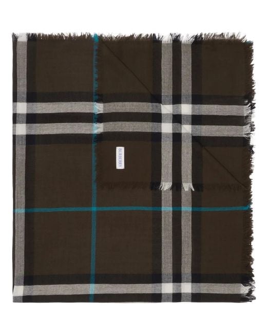 Burberry Black Check Wool Scarf