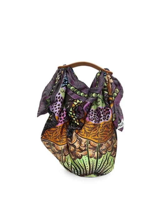 Atelier Vlisco Black Abstract-Print Leather-Strap Backpack