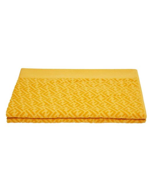 Fendi Yellow Ff Logo Beach Towel