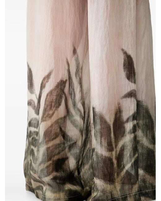 ViCOLO Natural Leaf-Print Palazzo Pants