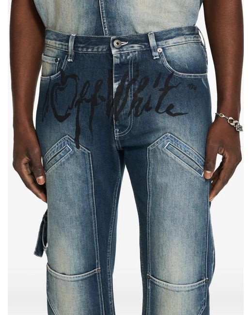 Off-White c/o Virgil Abloh Blue Cherry Printed Jeans for men