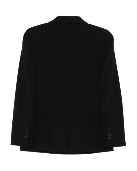 Alberto Biani Black Double-Breasted Satin-Lapel Blazer