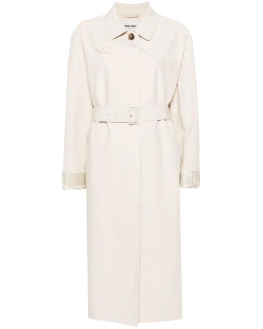 Miu Miu White Cotton Single-Breasted Coat
