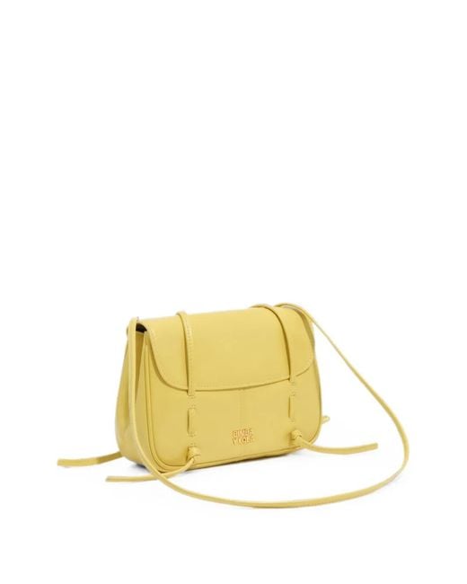 Bimba Y Lola Yellow Leather Mini Flap Bag