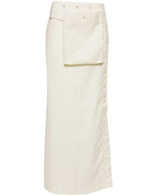 Lemaire White Pocket-Detailing Long Skirt