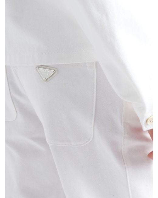 Pantalones holgados de talle medio Prada de hombre de color White