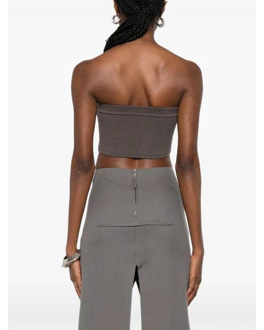 Rick Owens Brown Fine-Ribbed Cropped Top