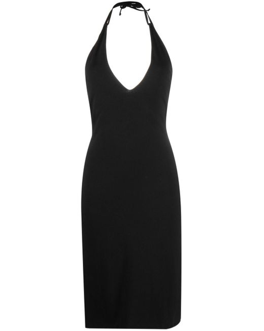 Moschino Black Logo-print Halterneck Beach Dress