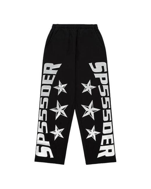 Sp5der Black Logo-Detail Track Pants for men