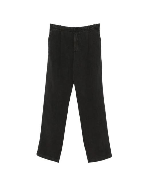 120% Lino Black Straight-Leg Trousers for men