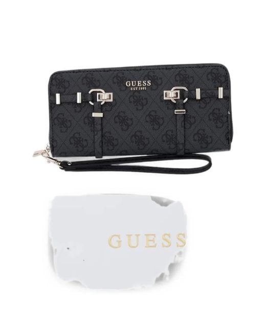 Guess Black Portefeuille Leona À Motif 4G