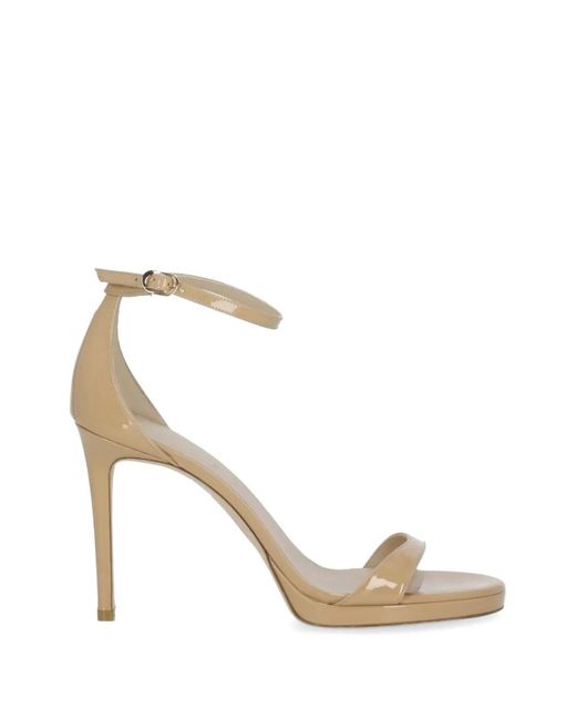 Stuart Weitzman Metallic Nudist Platform Strap Sandals