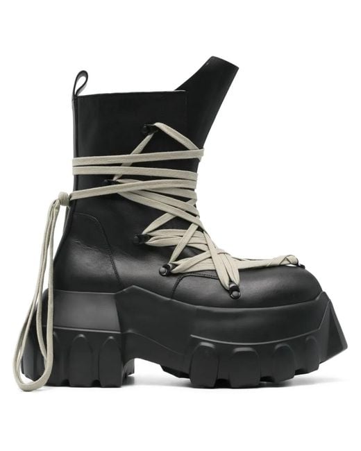 Rick Owens Black Megalace Mega Tractor Boots for men