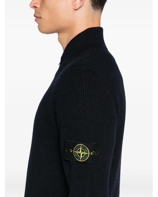 Stone Island Gerippter 5100006 Cardigan mit Reißverschluss in Black für Herren