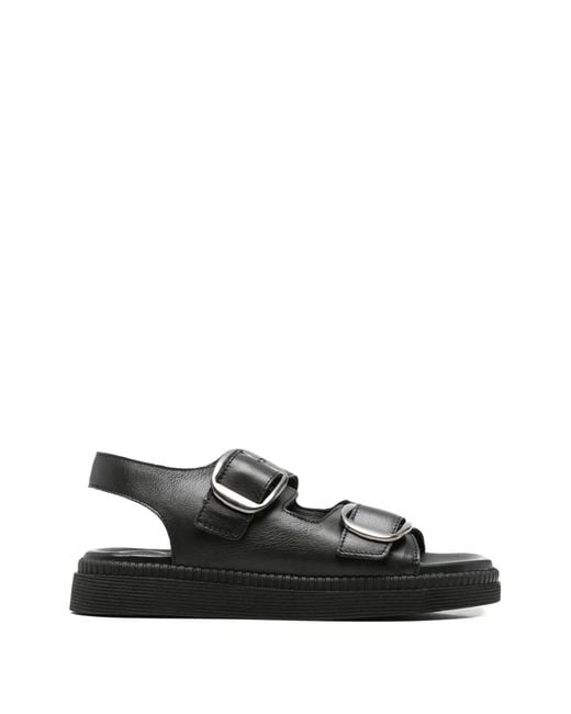 SERGIO MORETTI FIRENZE Black Buckle-Fastening Slingback Sandals