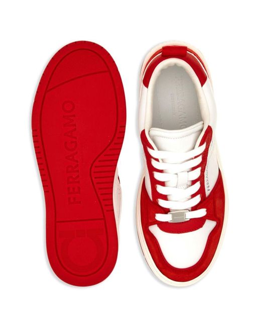 Ferragamo Red Dennis Leather Sneakers for men