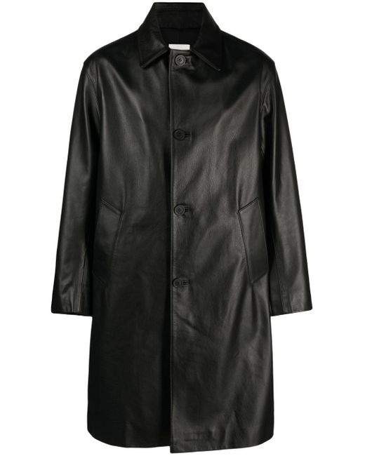 Sandro Black Long Leather Coat