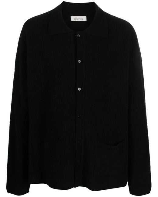 Laneus Black Long-Sleeved Button-Up Cardigan for men