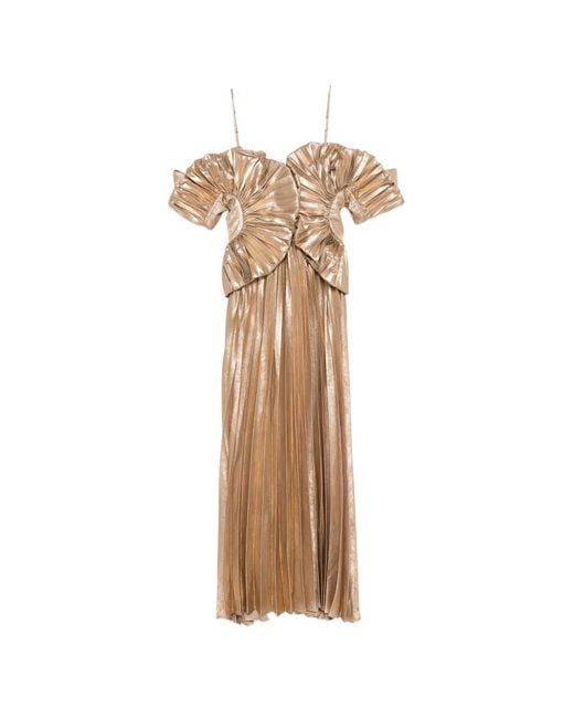 Acler Natural Pleated Ruffled Dress