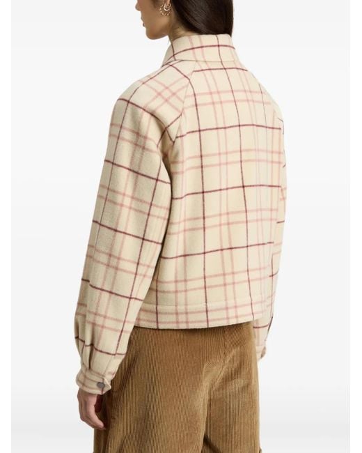 Woolrich Natural Checked Zip-Front Top