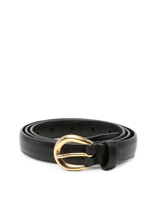 Lardini Black Leather Buckle Belt for men