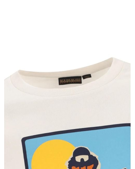 Napapijri White Graphic-Print Long-Sleeve T-Shirt for men