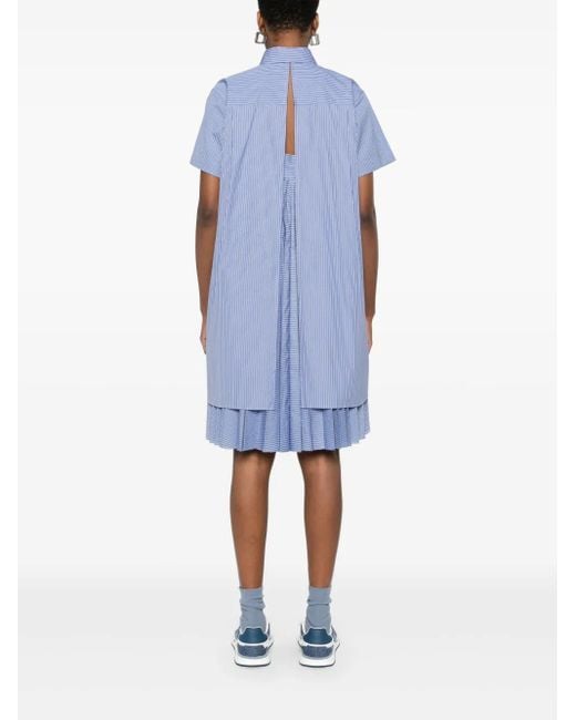 Sacai Striped Mini Dress in Blue | Lyst