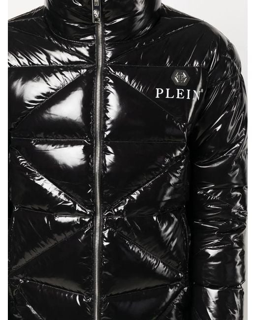 Philipp Plein Black Padded High-shine Jacket for men