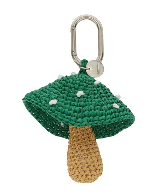 Jil Sander Green Woven Raffia Mushroom Charm