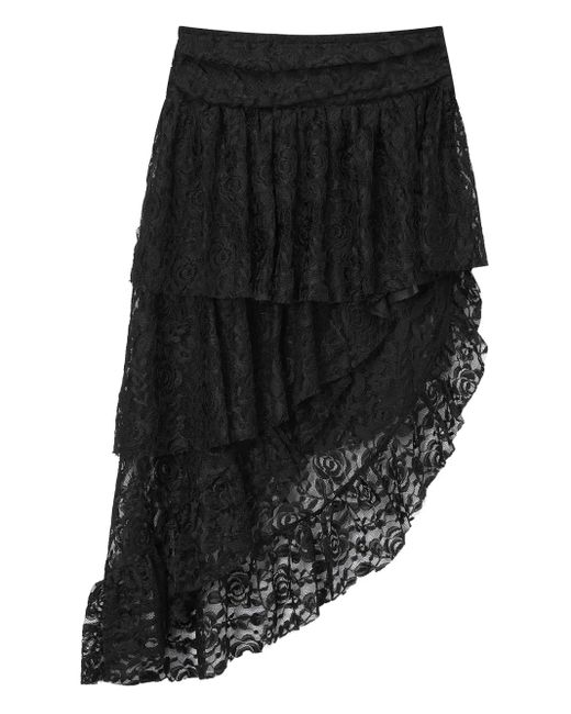 B+ AB Black Asymmetrical Lace Mini Skirt