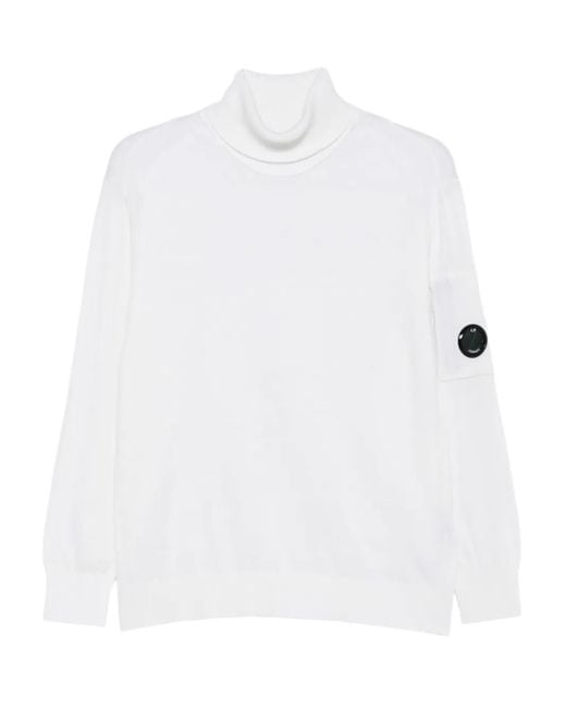 C P Company White Lens-Detail Turtleneck Sweater for men