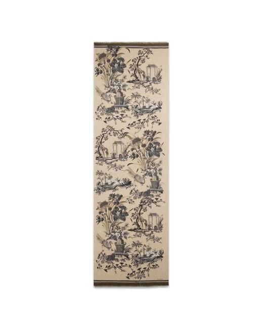 Etro Natural Brushed Wool Scarf With Two Prints for men