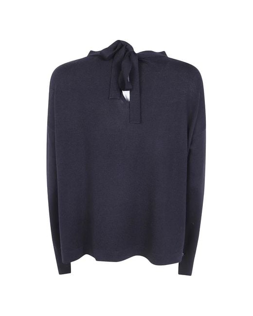 Ma'ry'ya Blue Tie-Fastening Merino Sweater