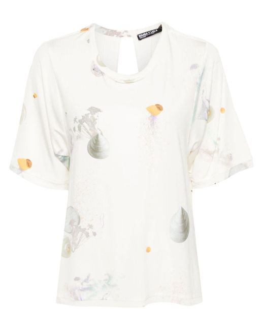 Bimba Y Lola White T-Shirt mit Muschel-Print