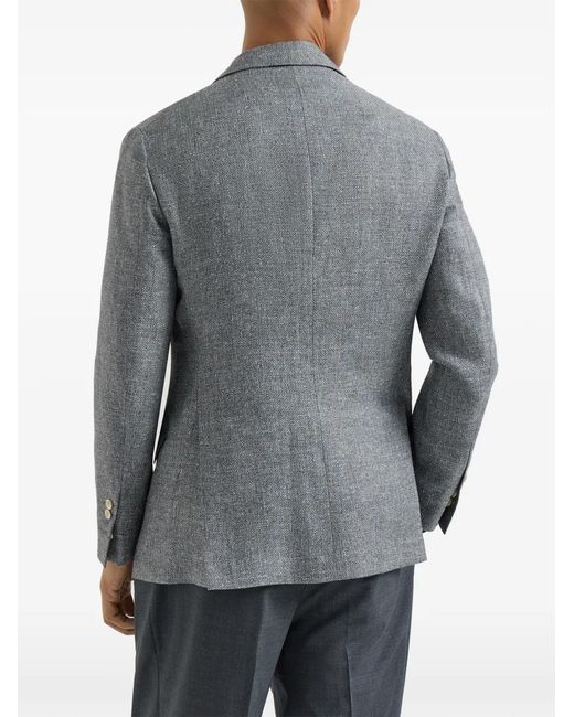 Brunello Cucinelli Blue Single-Breasted Blazer for men