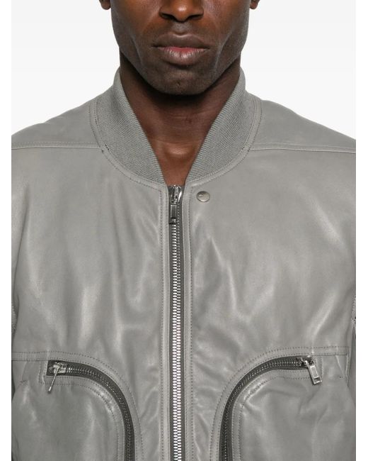 Rick Owens Gray Bauhaus Flight Leather Jacket for men