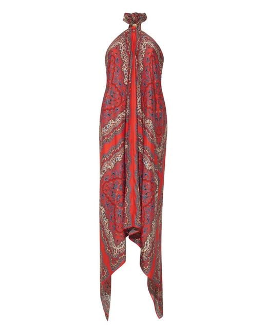 Robe Asymétrique Twist À Motif Cachemire Cara Cara en coloris Red