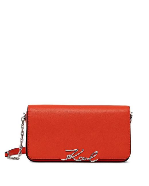 Karl Lagerfeld Red Logo-Plaque Cross Body Bag