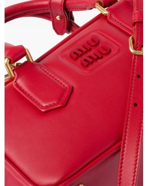 Miu Miu Red Arcadie Leather Tote Bag