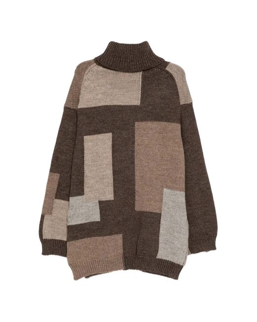 Yohji Yamamoto Brown Patchwork Sweater for men