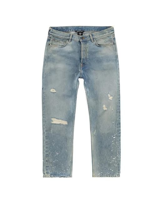 HTC Blue Distressed Paint-Splatter Jeans