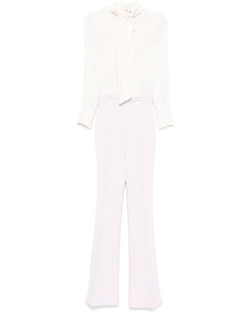 Elisabetta Franchi White Jumpsuit aus Georgette-Krepp